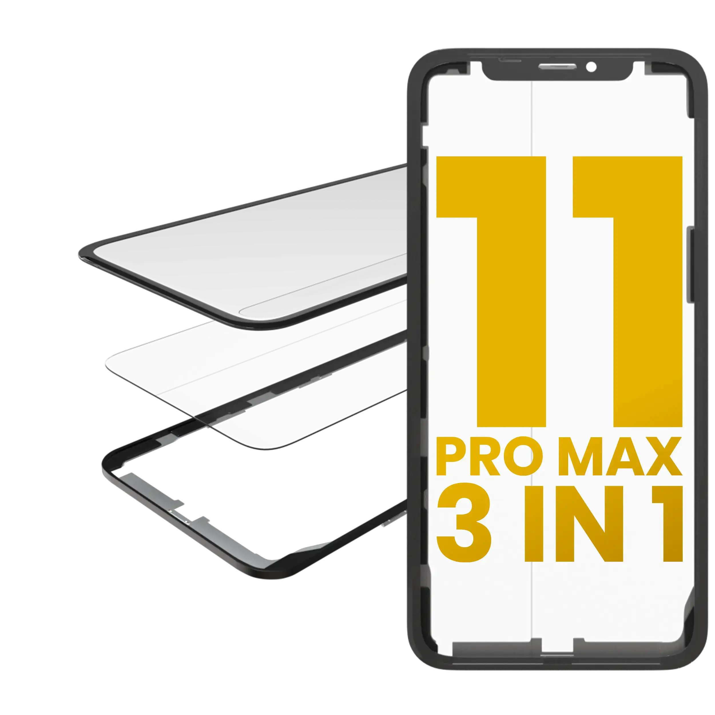 3-in-1 Glass with OCA Pre-Installed and Frame for iPhone 11 Pro Max (OCA Master)