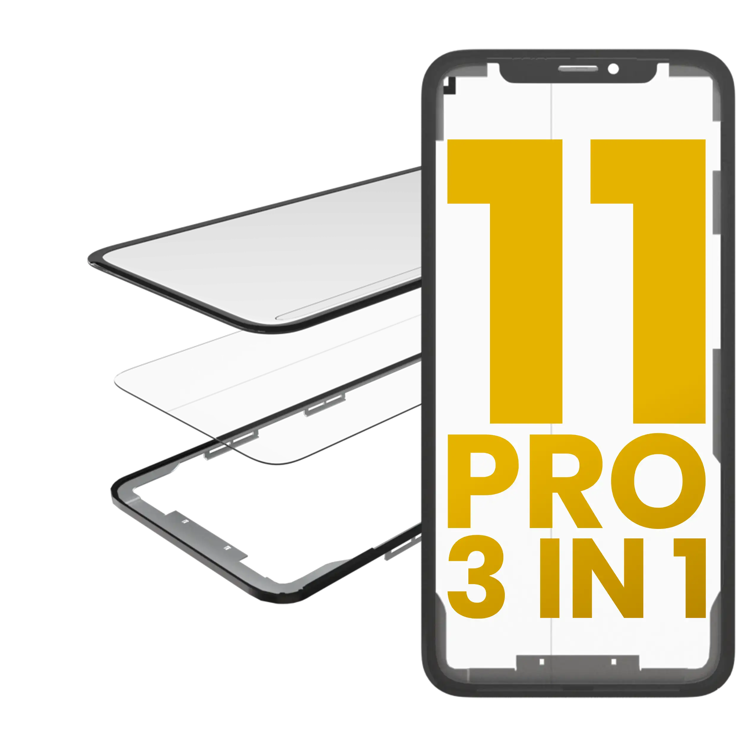 3-in-1 (Glass with pre-installed OCA + Frame) for iPhone 11 Pro (OCA Master)