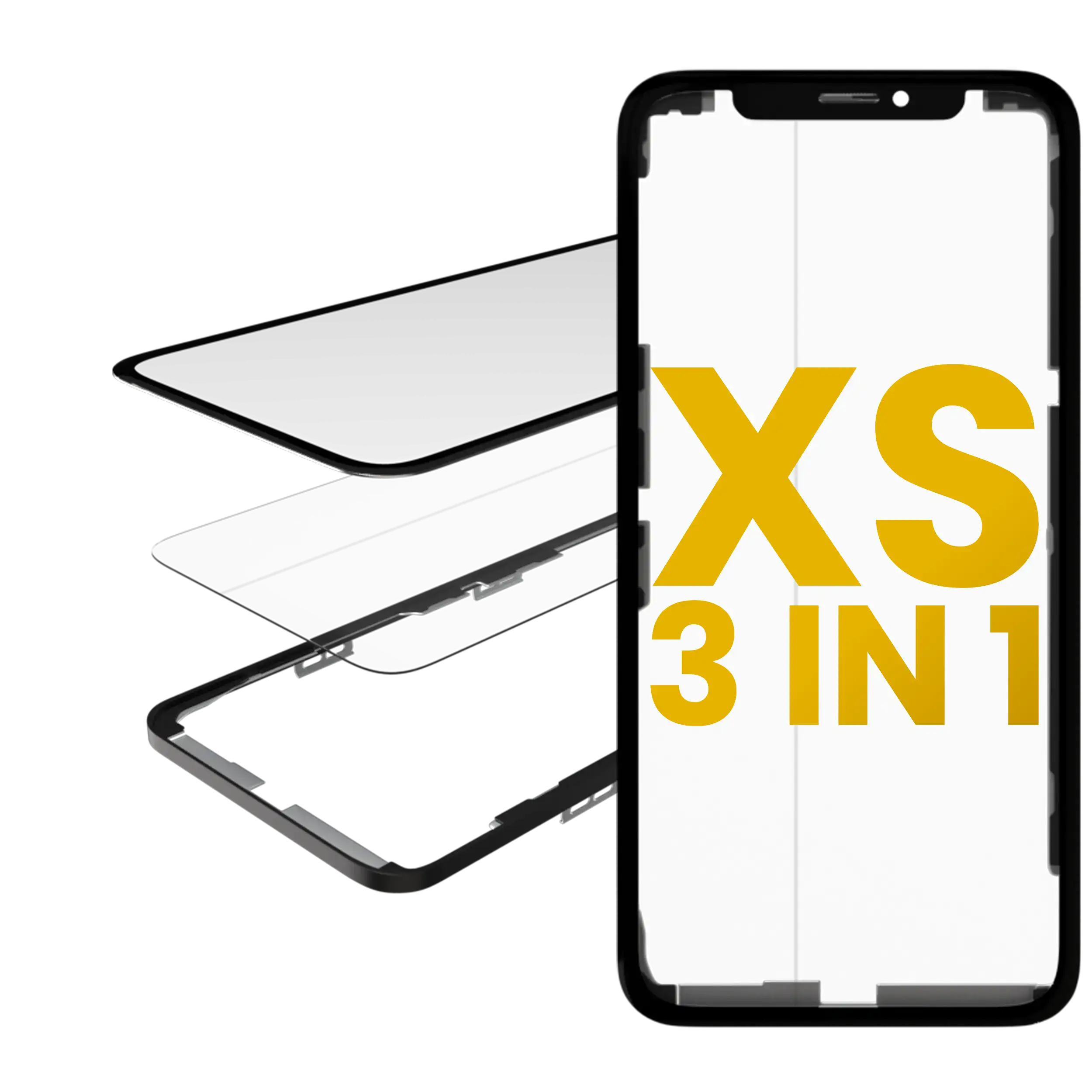 3 in 1 Glas mit vorinstallierter OCA und Rahmen für iPhone XS (OCA Master)