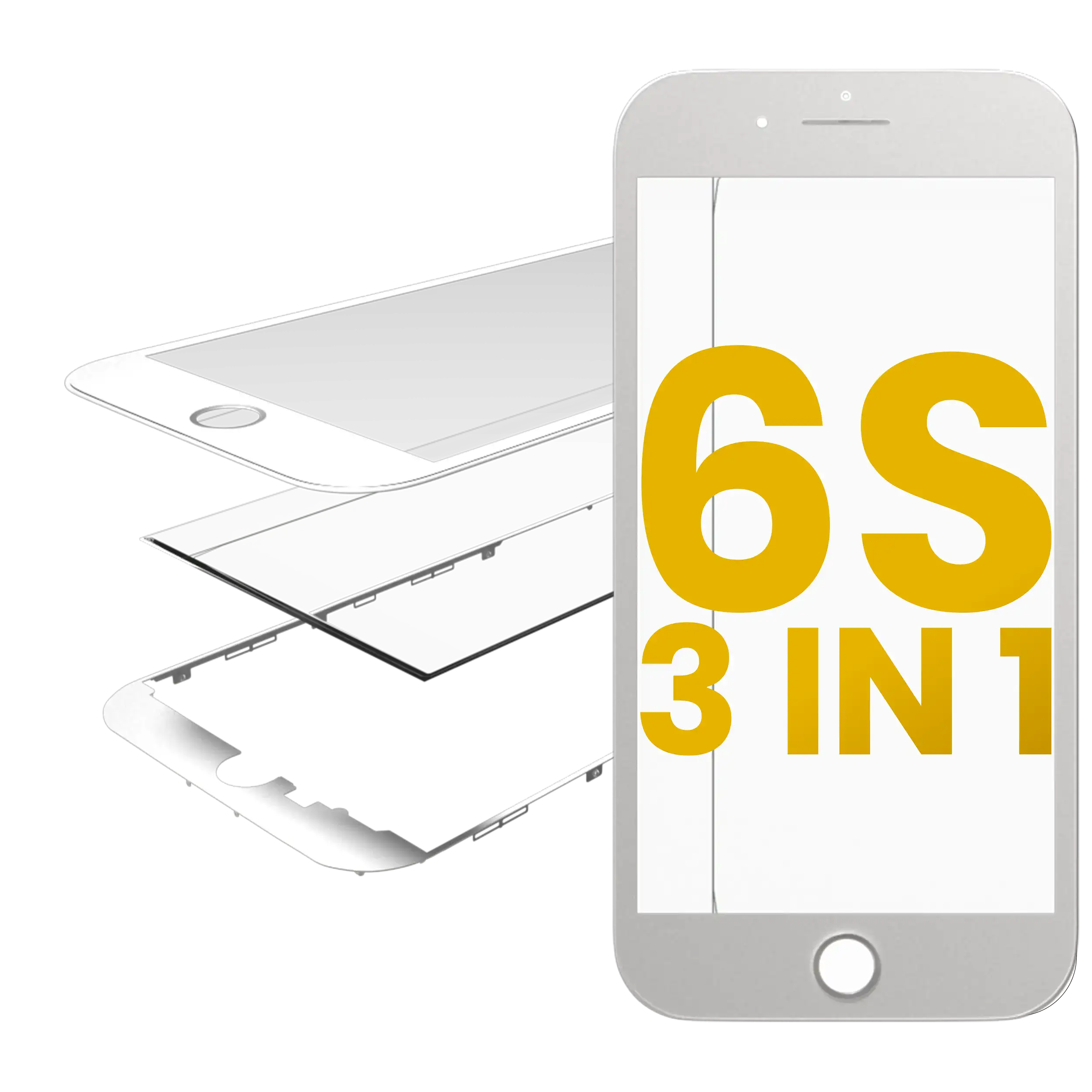 Frontglas mit Rahmen & OCA für iPhone 6S (2er-Pack, Weiß)