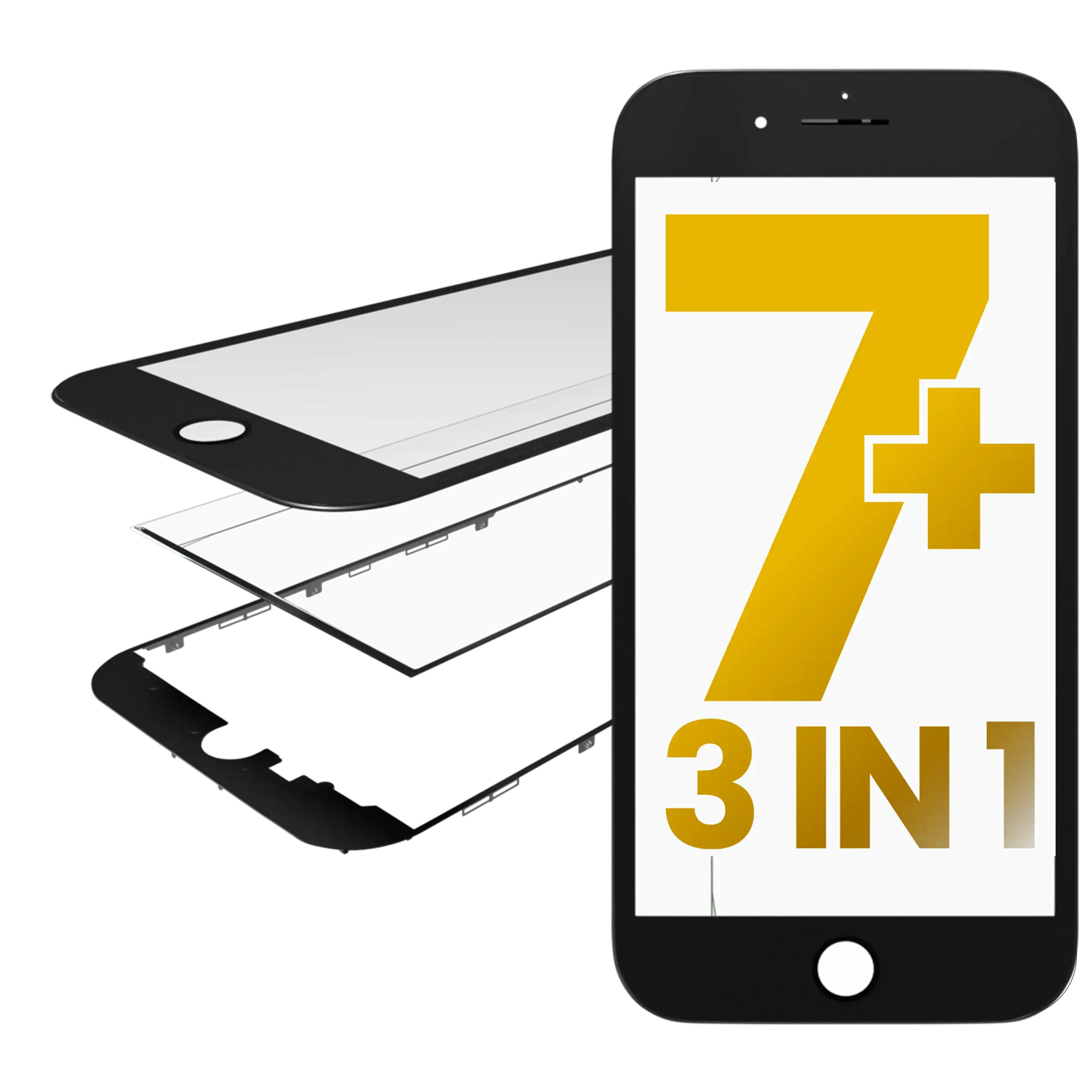 2x Glas+Rahmen OCA Master für iPhone 7 Plus Schwarz