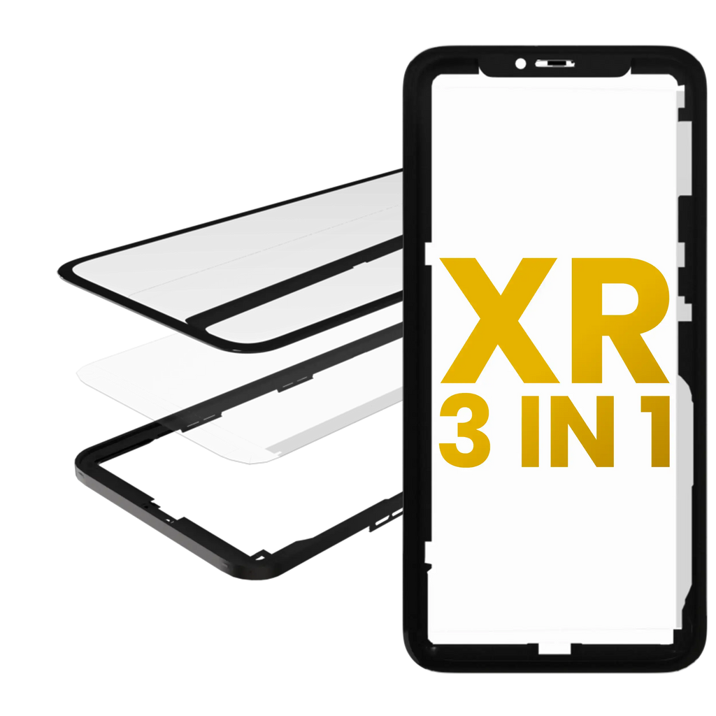3-in-1 Front Glass with Pre-installed OCA and Frame for iPhone XR (OCA Master) (2-Pack)