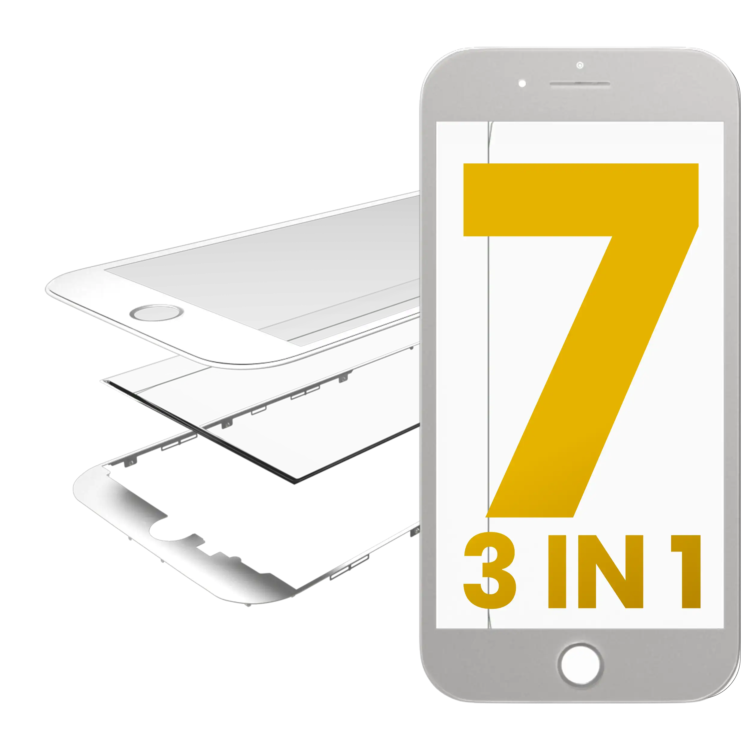 2x Displayglas mit OCA + Rahmen für iPhone 7 Weiß (OCA Master)