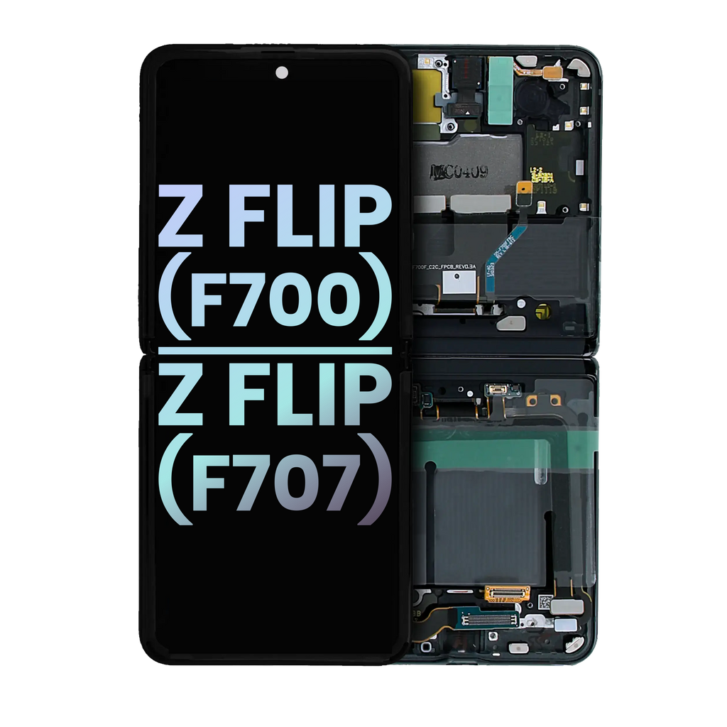 Inner OLED-Display mit Rahmen für Samsung Z Flip 4G (Svc Pack) (Mirror Black)
