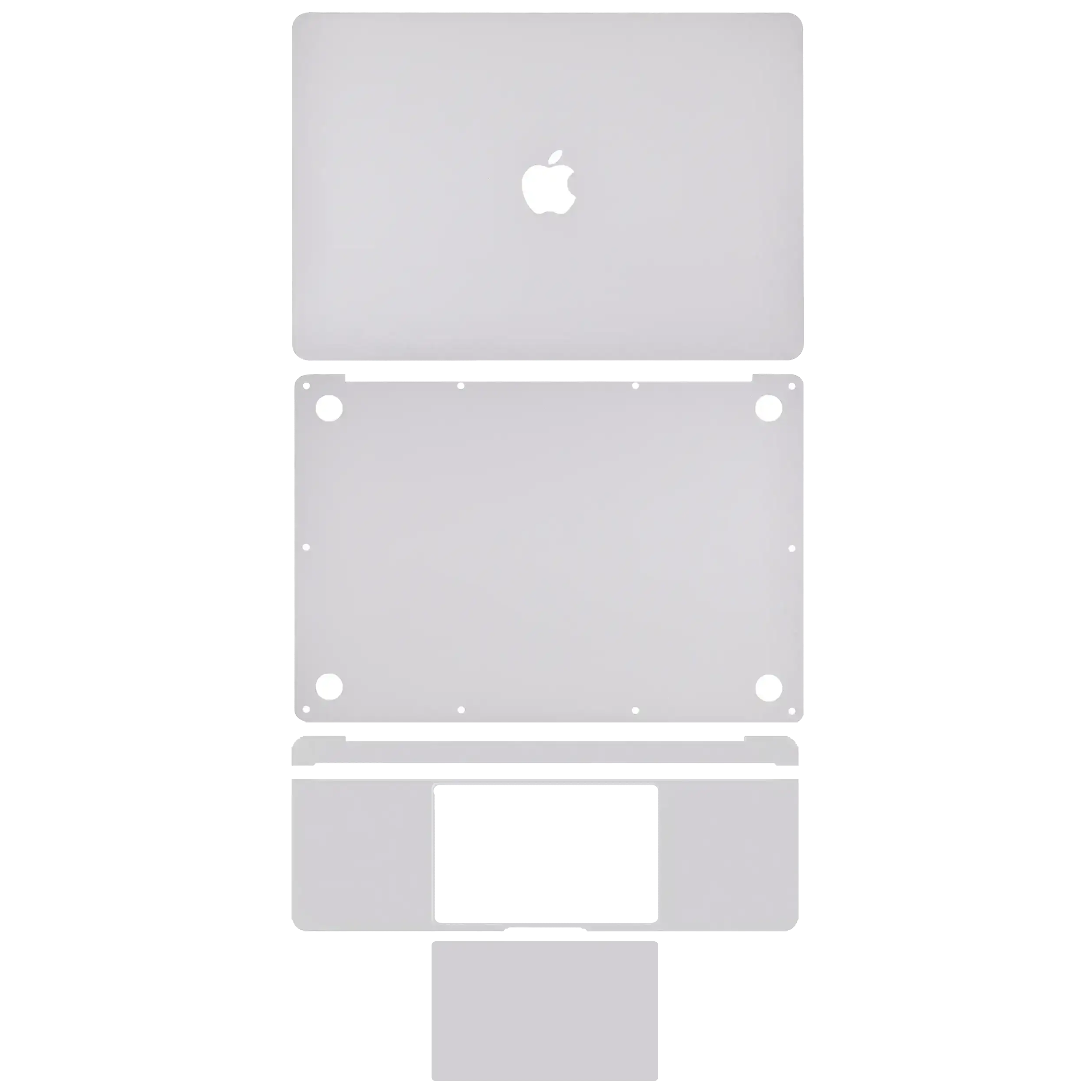 4in1 (Lid, Bottom, Keyboard, Trackpad) Skin for MacBook Pro 15" A1990 (2018-2019) / A1707 (2016-2017) Silver