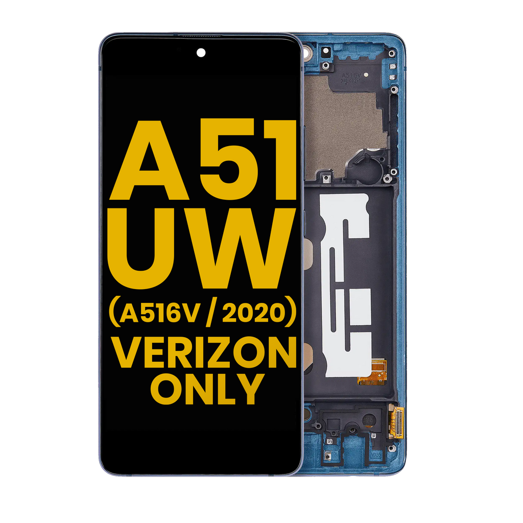 OLED Display with Frame for Samsung Galaxy A51 5G UW (A516V / 2020) (Verizon 5G UW Frame Only) (Refurbished) (Prism Bricks Blue)