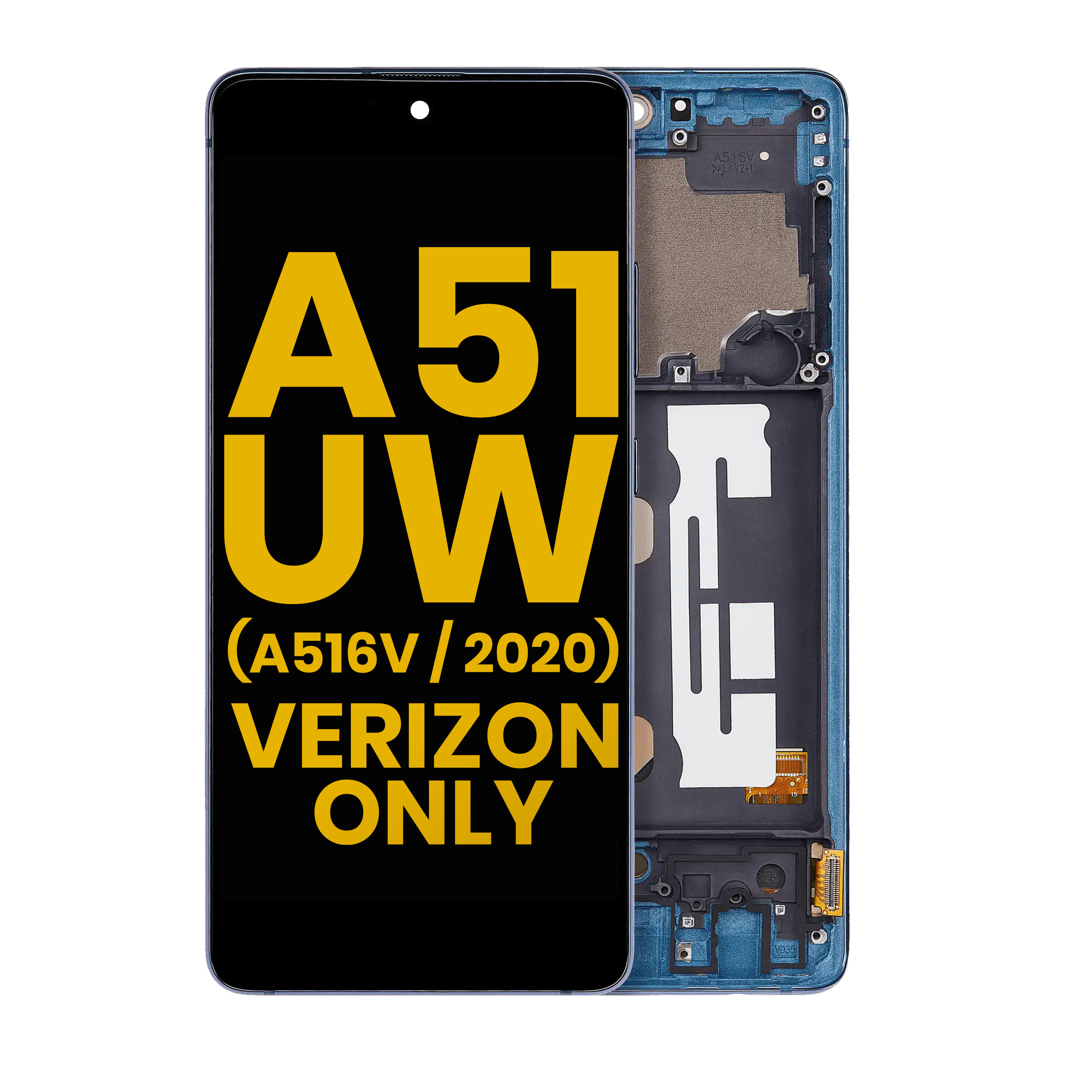 OLED Display with Frame for Samsung Galaxy A51 5G UW (A516V / 2020) (Verizon 5G UW Frame Only) (Refurbished) (Prism Bricks Blue)