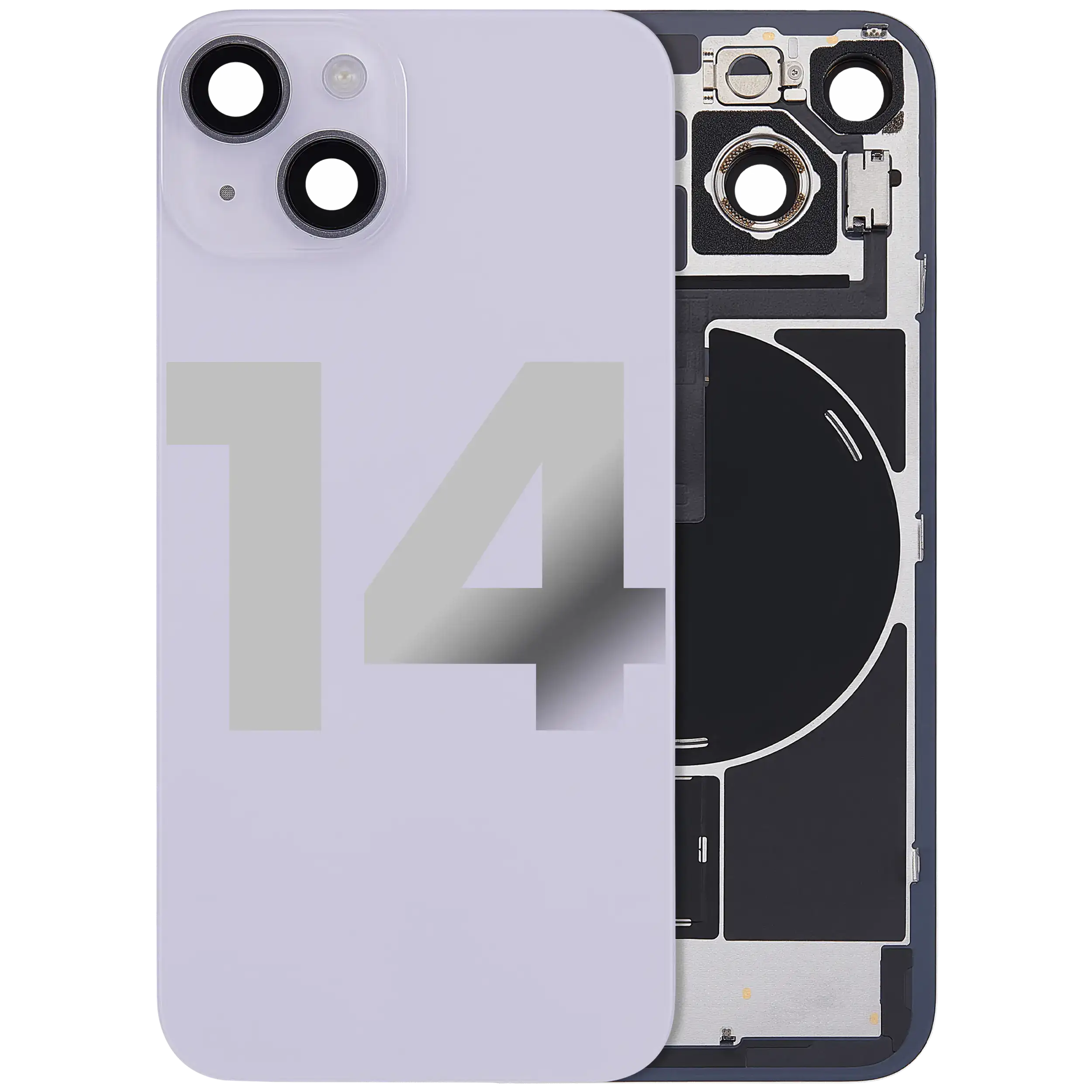 Back Cover with MagSafe Magnet, NFC, and Flash Flex Cable for iPhone 14 (Used OEM Pull, Quality B) (Purple)