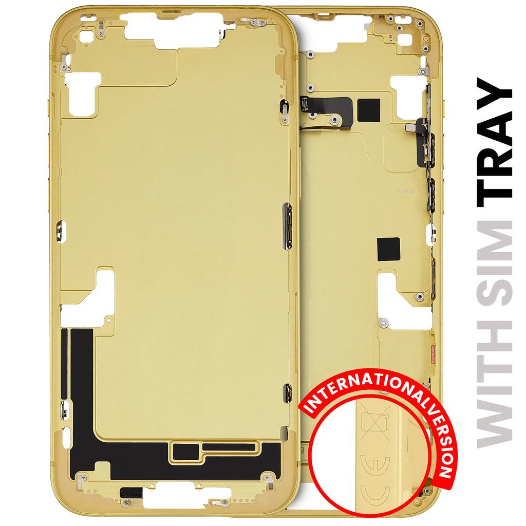 Midframe/Frame with Small Parts for iPhone 14 Plus (EU / Global Version) (Used OEM Pull, Grade A) (Yellow)