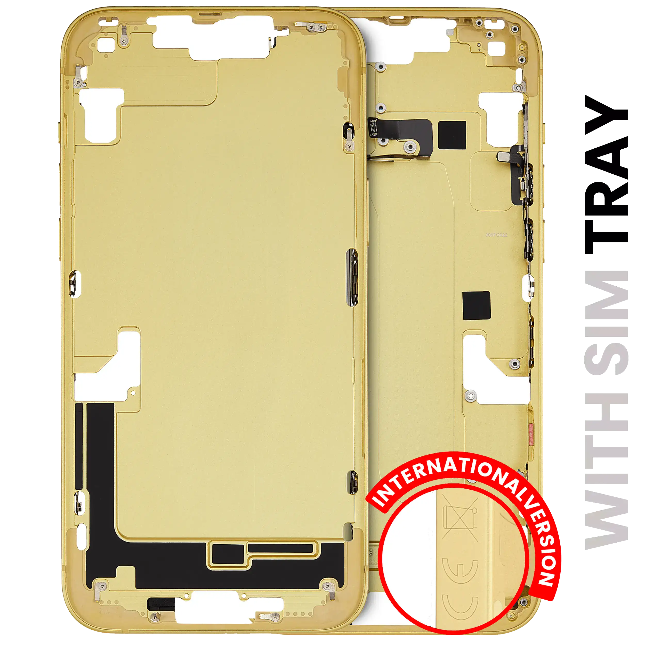 Midframe/Frame with Small Parts for iPhone 14 Plus (EU / Global Version) (Used OEM Pull, Grade A) (Yellow)