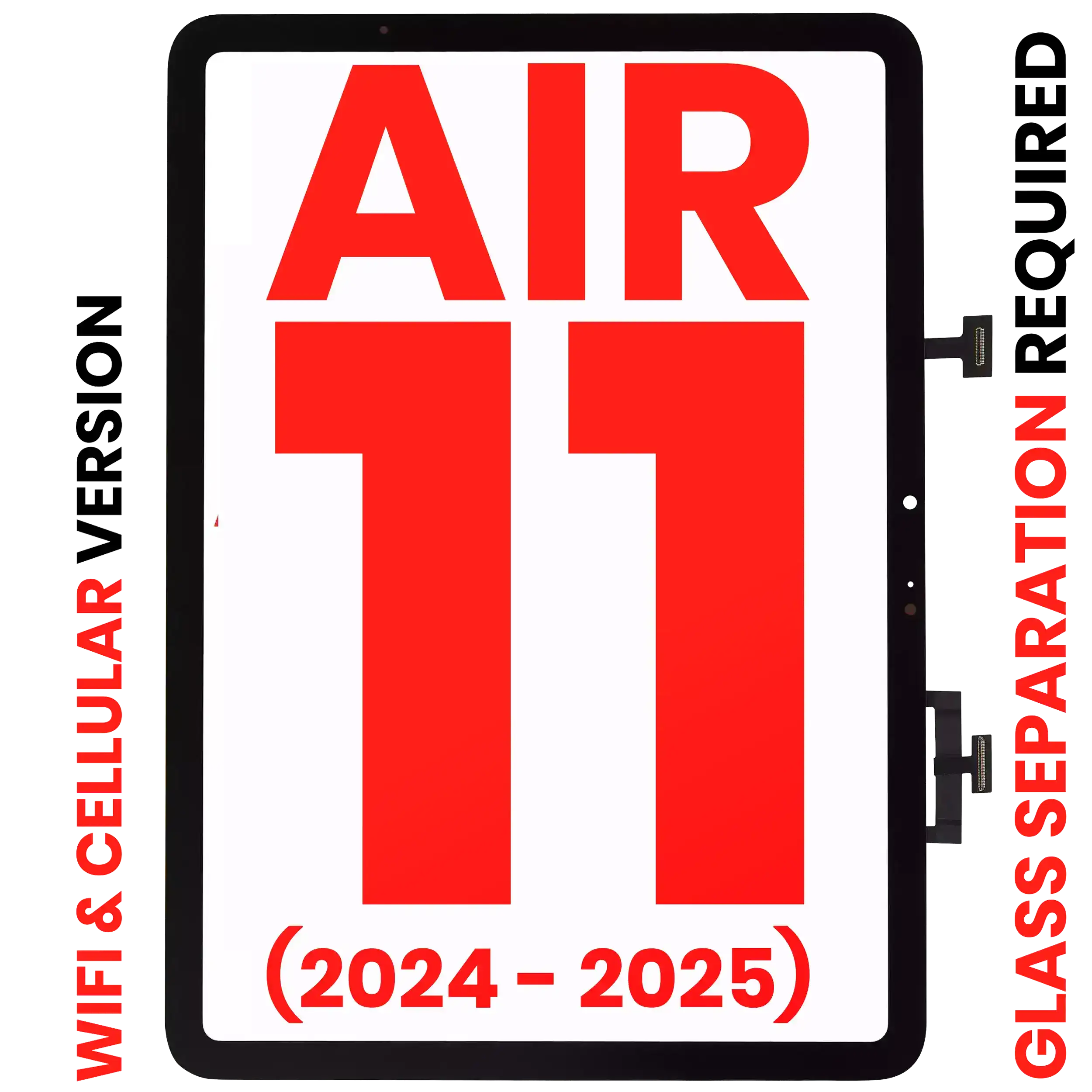 Digitizer iPad Air 11 (2024/25) Schwarz WiFi/Cellular Aftermarket+ Glastrennung