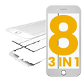 3 in 1 Glass with Pre-installed OCA and Frame for iPhone 8 (OCA Master, 2 pieces, White)