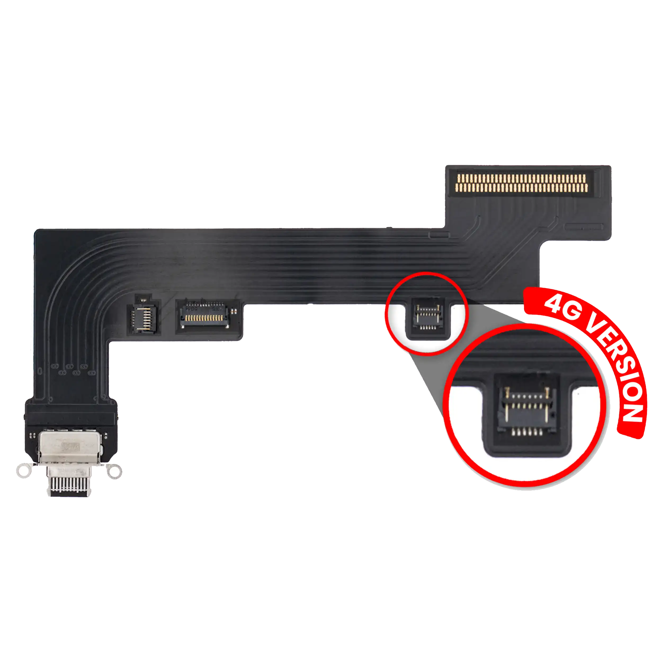 Charging Port Flex Cable for iPad Air 4 / iPad Air 5 (Cellular) (Aftermarket Plus) (Black)