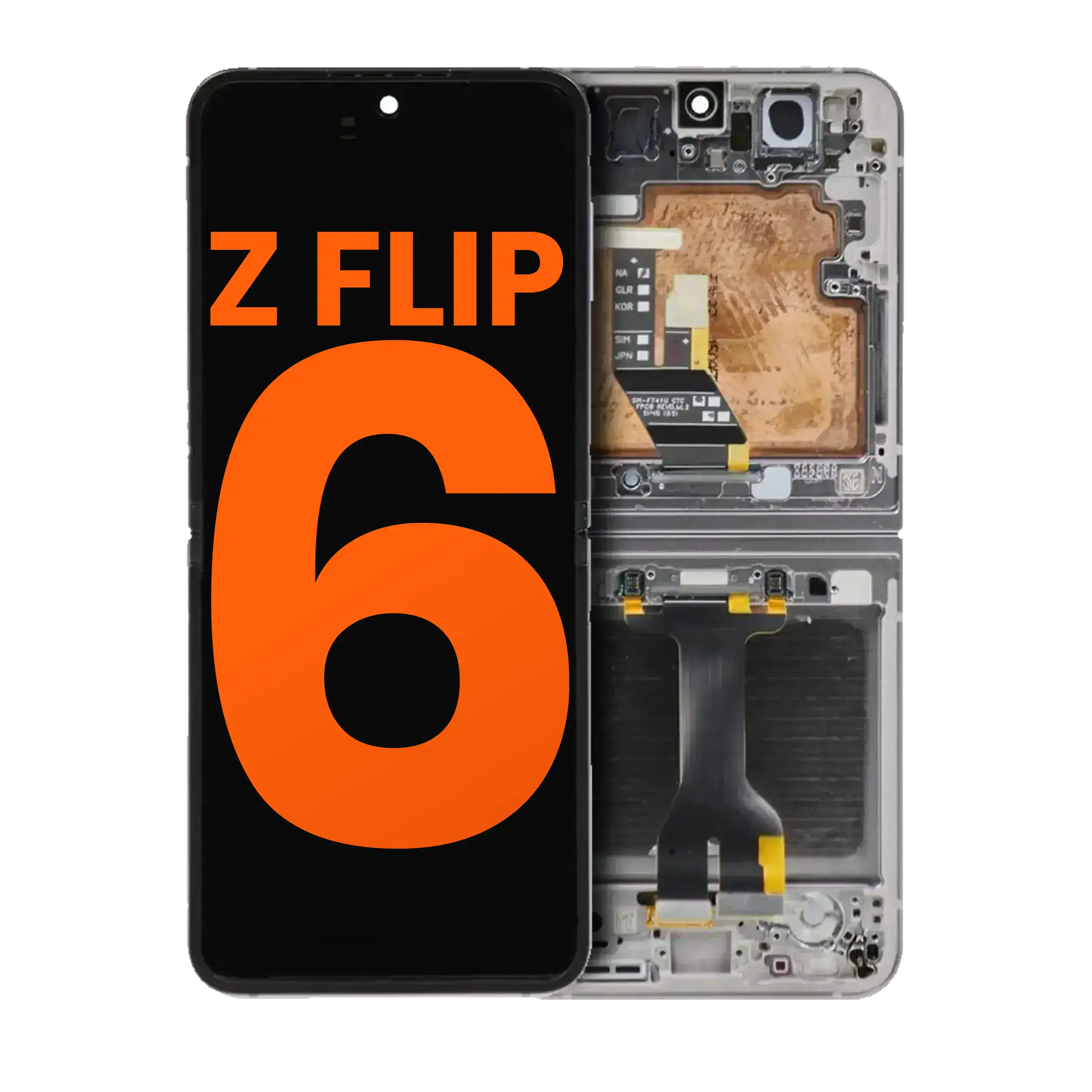 Inner OLED-Display mit Rahmen für Samsung Galaxy Z Flip 6 5G (US & International) (Blemish: Grade D) (Silver Shadow)
