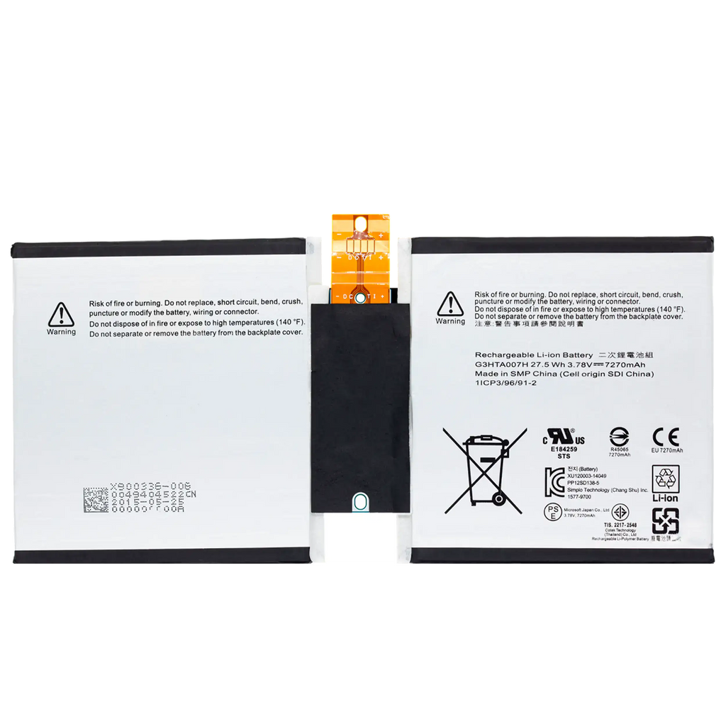 Replacement battery for Microsoft Surface 3 (1645) (G3HTA007H)