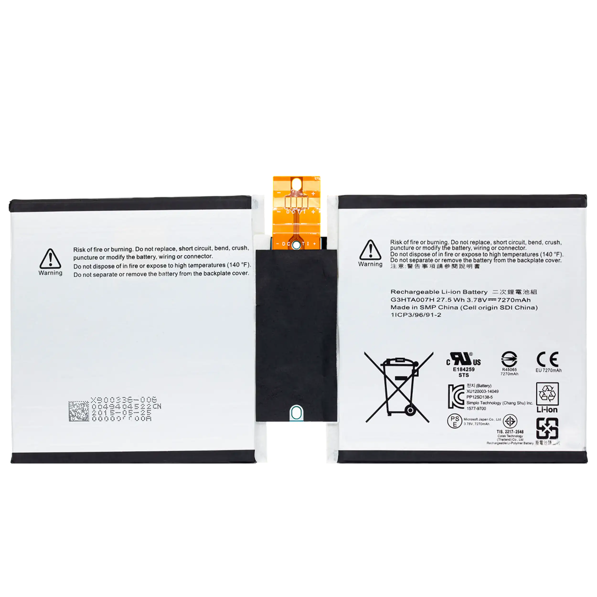 Ersatzakku für Microsoft Surface 3 (1645) (G3HTA007H)
