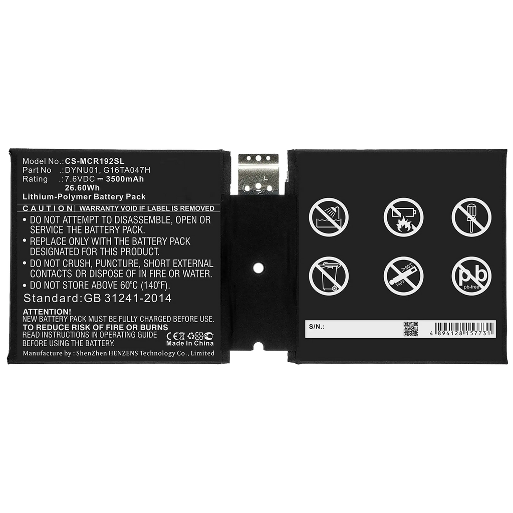Ersatzbatterie für Microsoft Surface Go 2 (1901 / 1926 / 1927) (DYNU01)