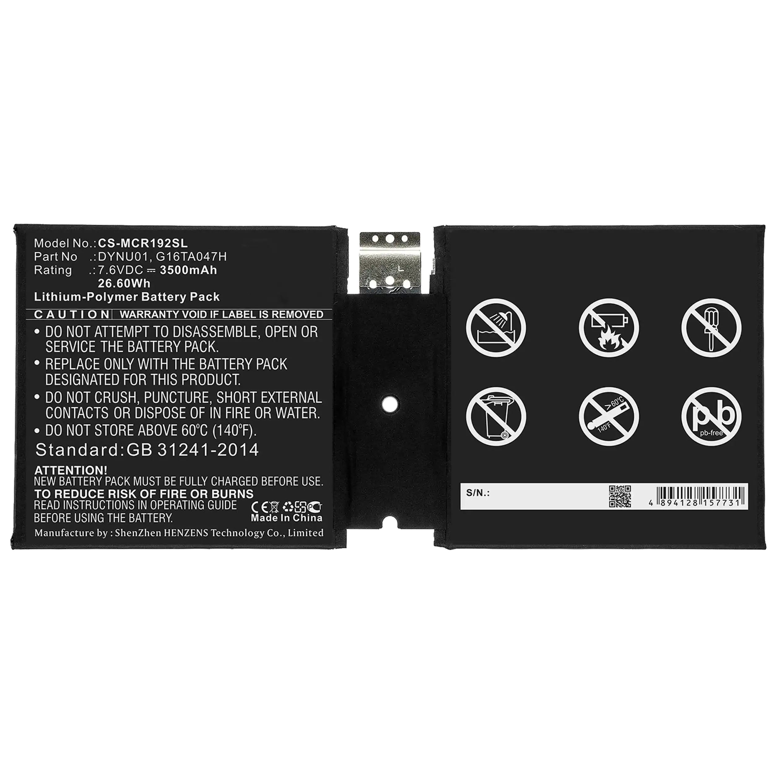 Ersatzbatterie für Microsoft Surface Go 2 (1901 / 1926 / 1927) (DYNU01)