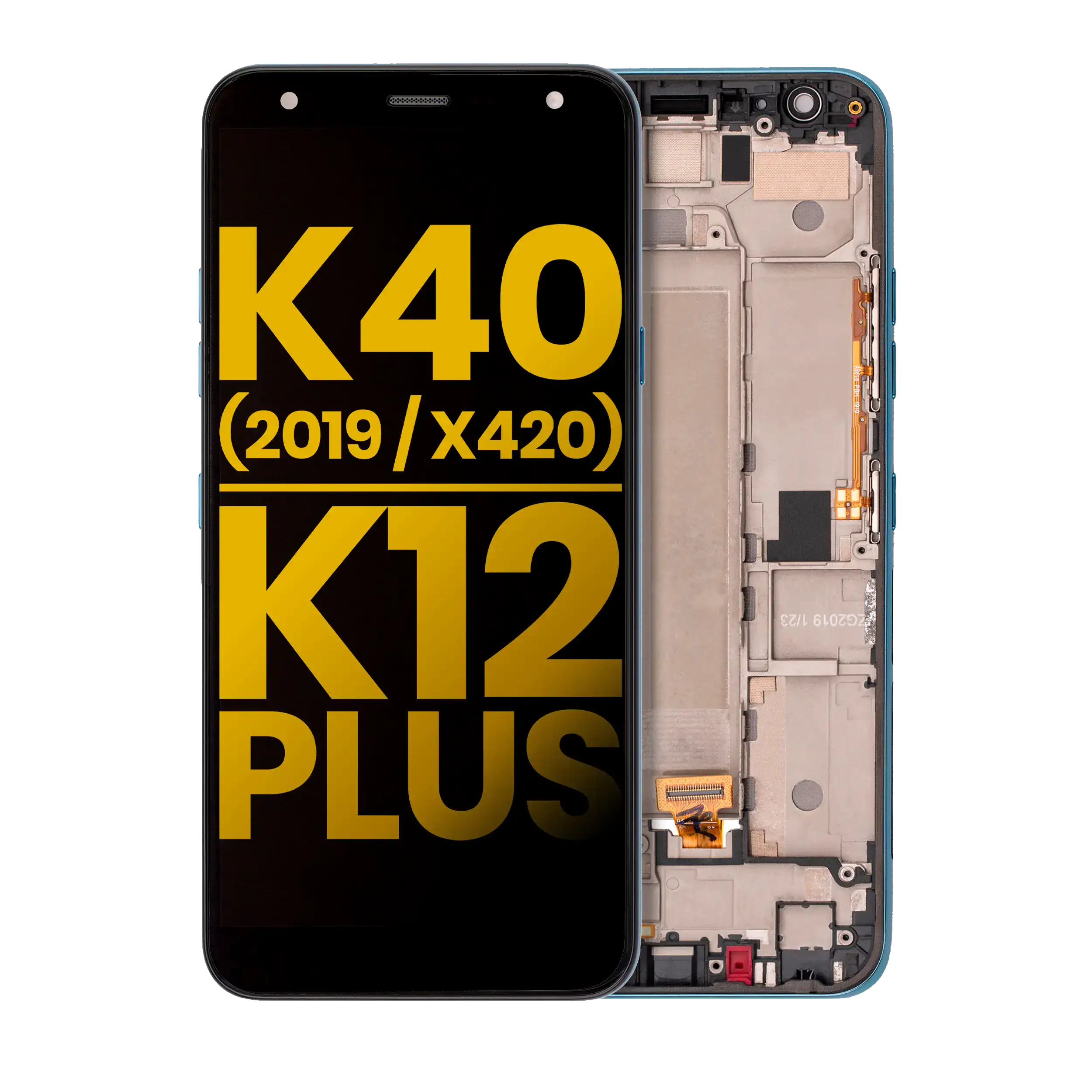 LCD-Display mit Rahmen für LG K40 (2019 / X420) / K12 Plus (Refurbished) (Blau)