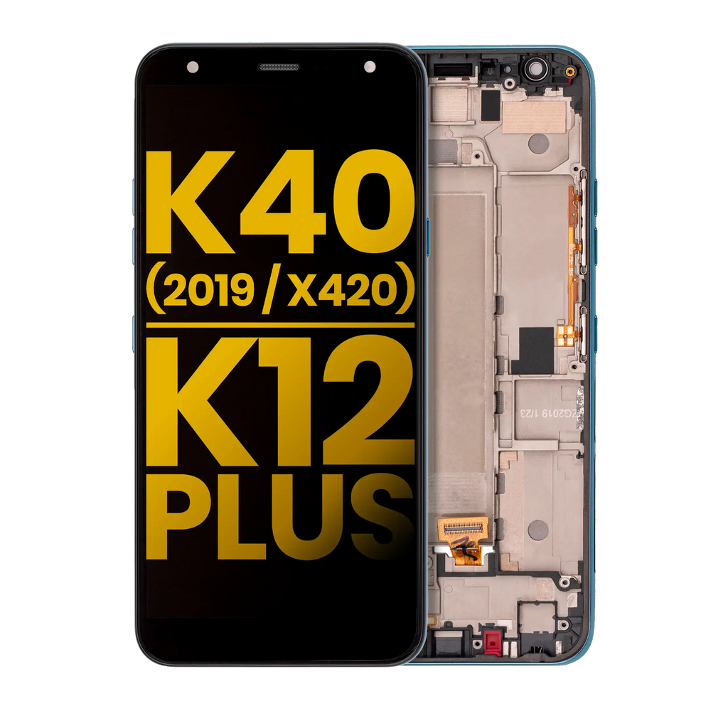 LCD-Display mit Rahmen für LG K40 (2019 / X420) / K12 Plus (Refurbished) (Blau)