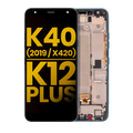 LCD-Display mit Rahmen für LG K40 (2019 / X420) / K12 Plus (Refurbished) (Blau)