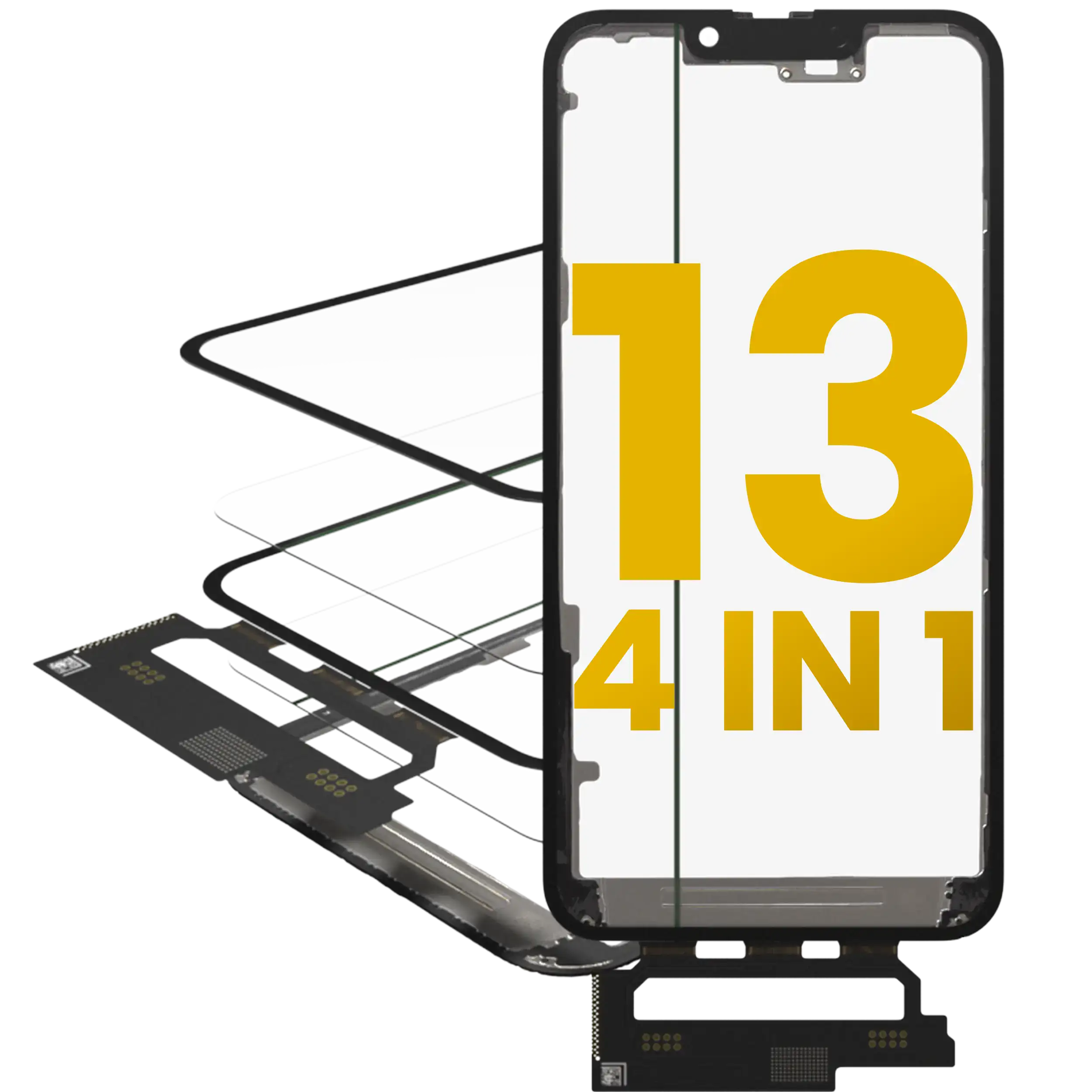 4-in-1 Short Flex (Digitizer Touch with Glass + OCA + Pre-installed Frame) for iPhone 13 (OCA Master)