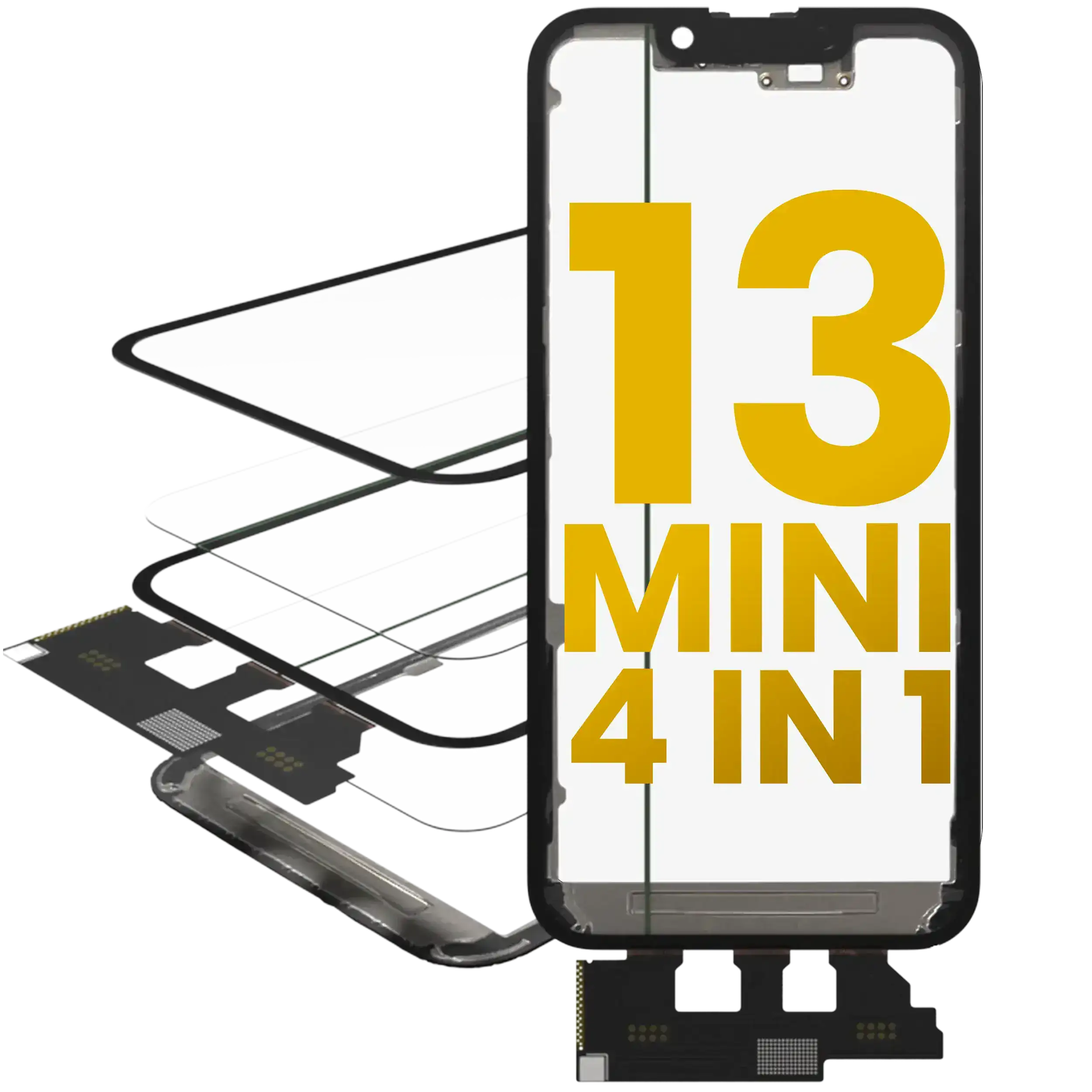 4-in-1 Short Flex Display mit Rahmen für iPhone 13 Mini (OCA Master)