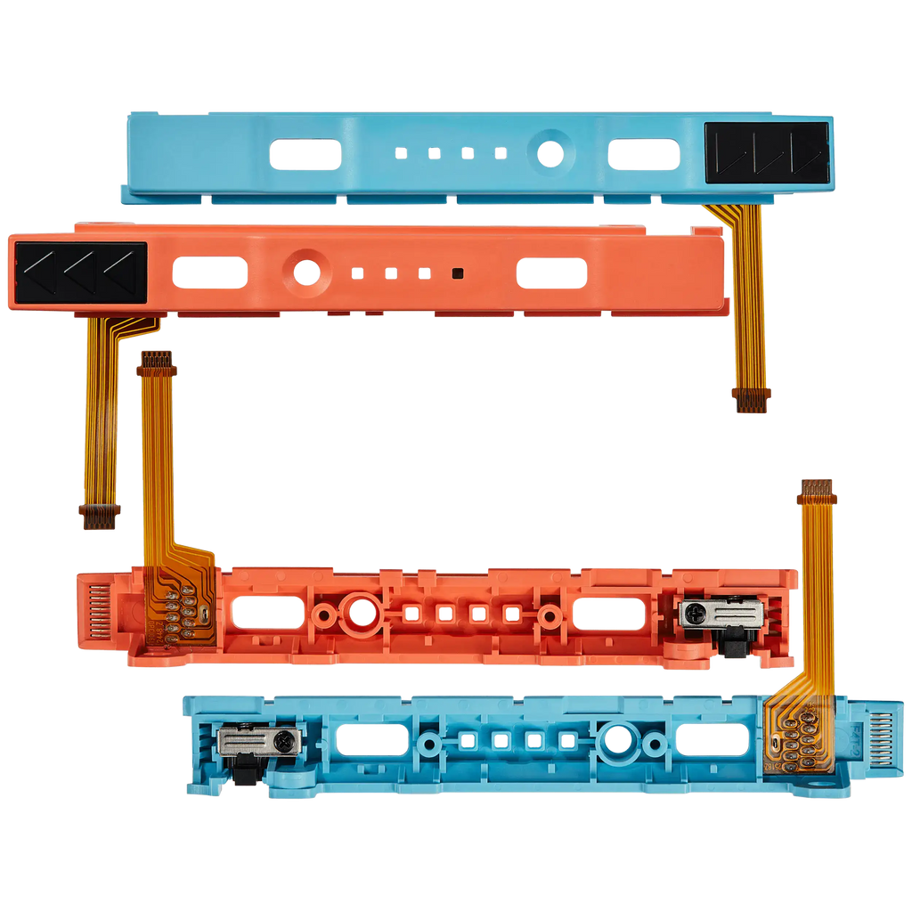 Plastikschiene (Rechts+Links) mit Flex-Kabel für Nintendo Switch 2 (Blau/Orange)