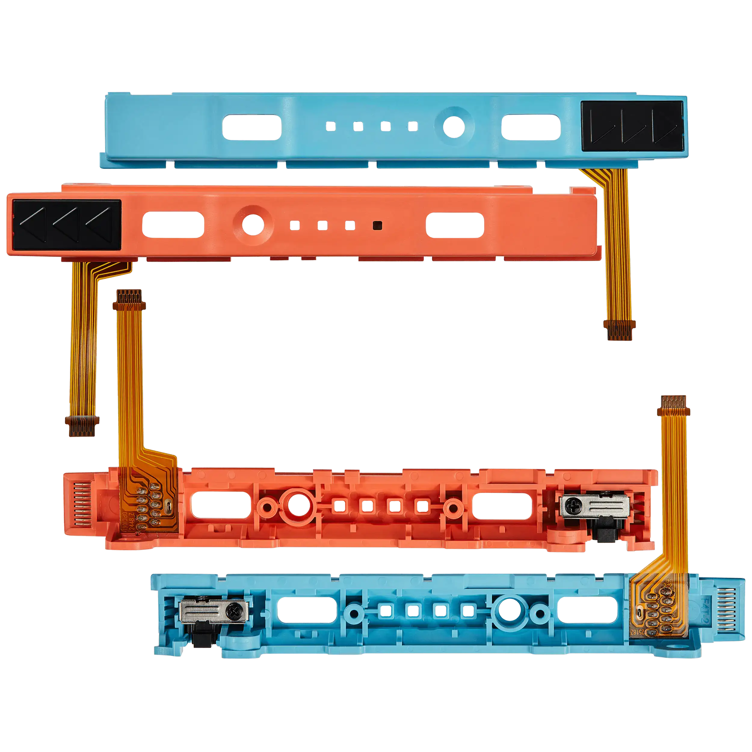 Plastikschiene (Rechts+Links) mit Flex-Kabel für Nintendo Switch 2 (Blau/Orange)