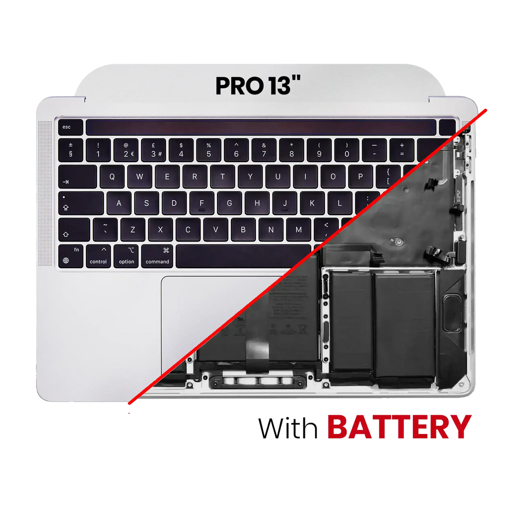 Top Case with Battery and Keyboard for MacBook Pro 13" A2251 (2020) (US Keyboard) (Quality B/C) (Silver)