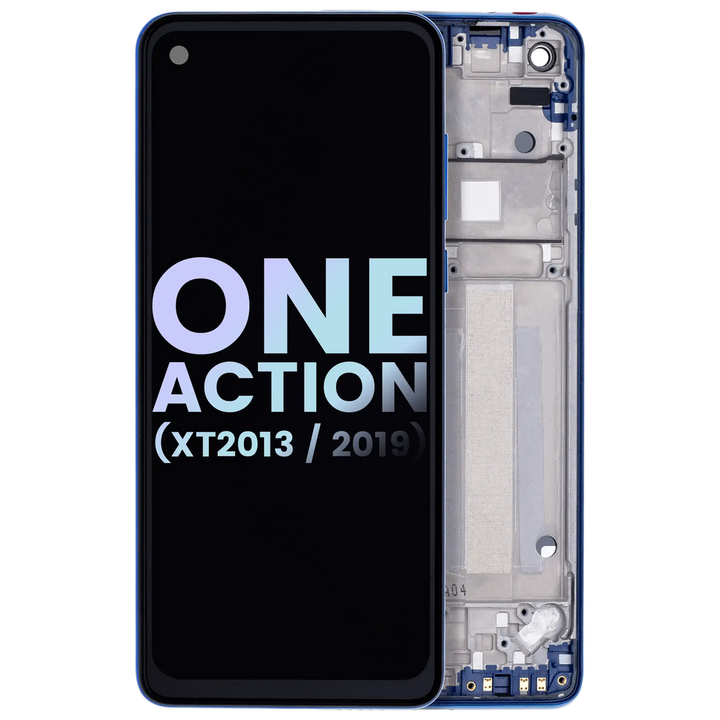 LCD Display with Frame for Motorola One Action (XT2013-1 / XT2013-2 / XT2013-4 / 2019) (Original OEM) (Denim Blue)
