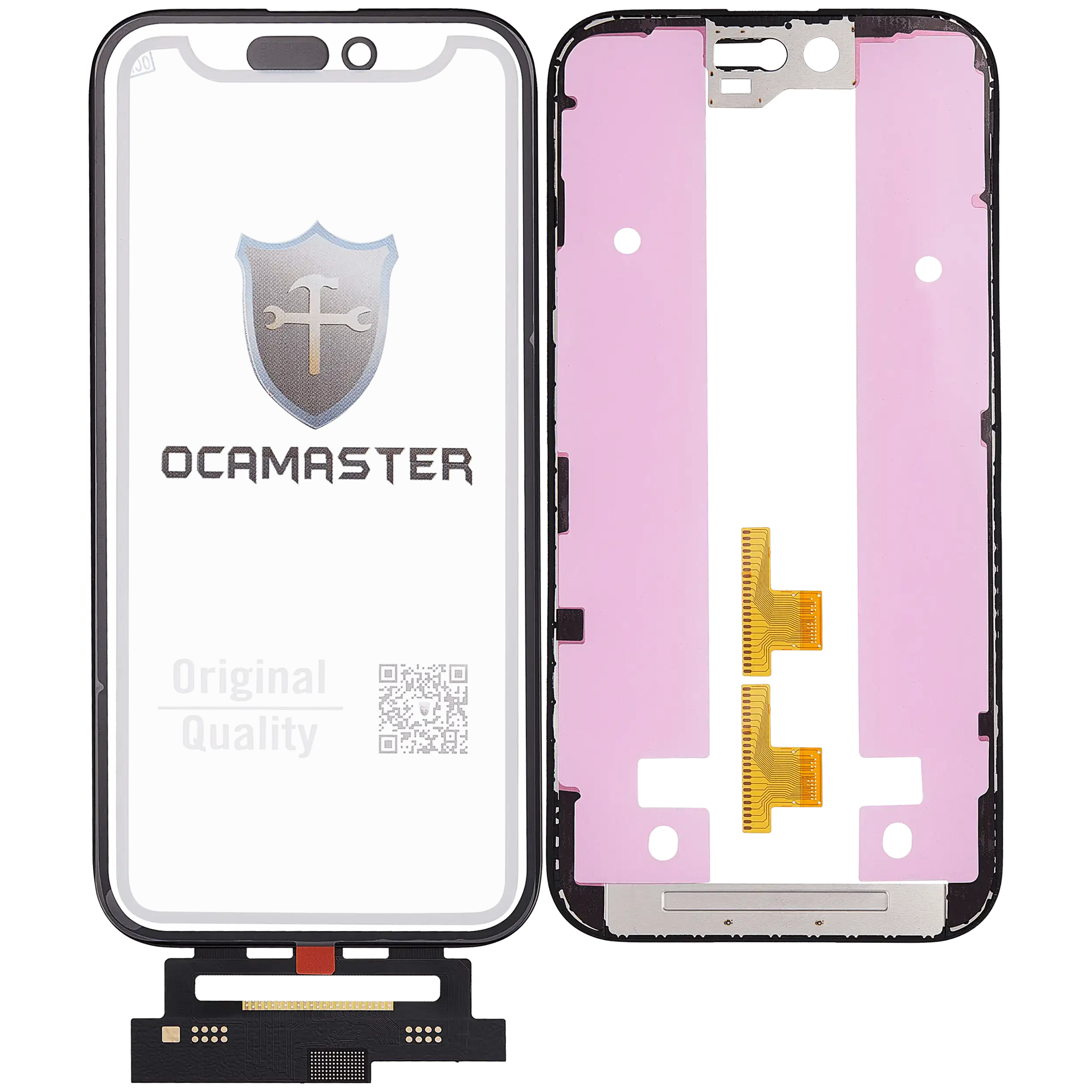 iPhone 15 Display-Reparatur: 4-in-1 Kurzflex mit Rahmen (OCA Master)