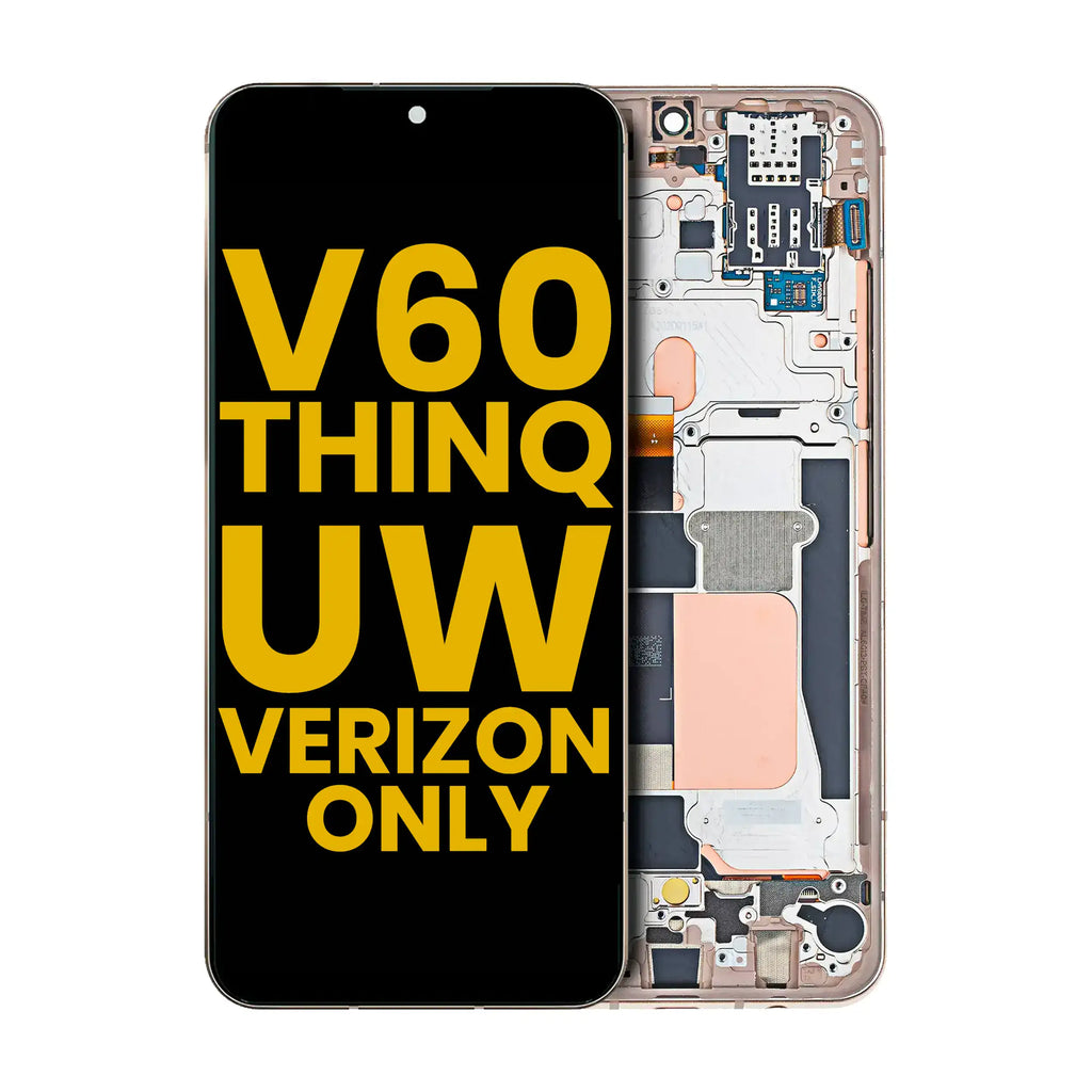 OLED Display with Frame for LG V60 ThinQ 5G UW (Verizon Model) (Refurbished) (Classy Blue / Gold Frame)