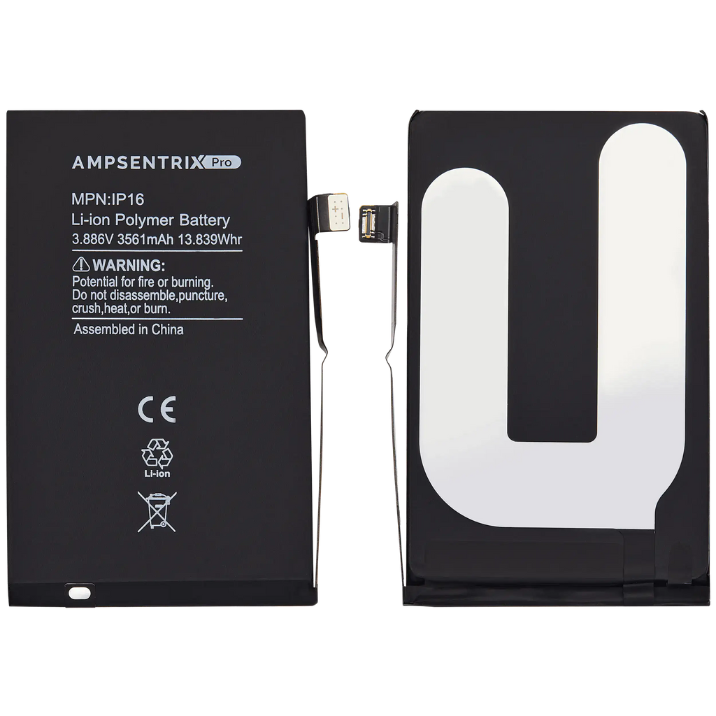 Replacement battery for iPhone 16 (AmpSentrix Pro)