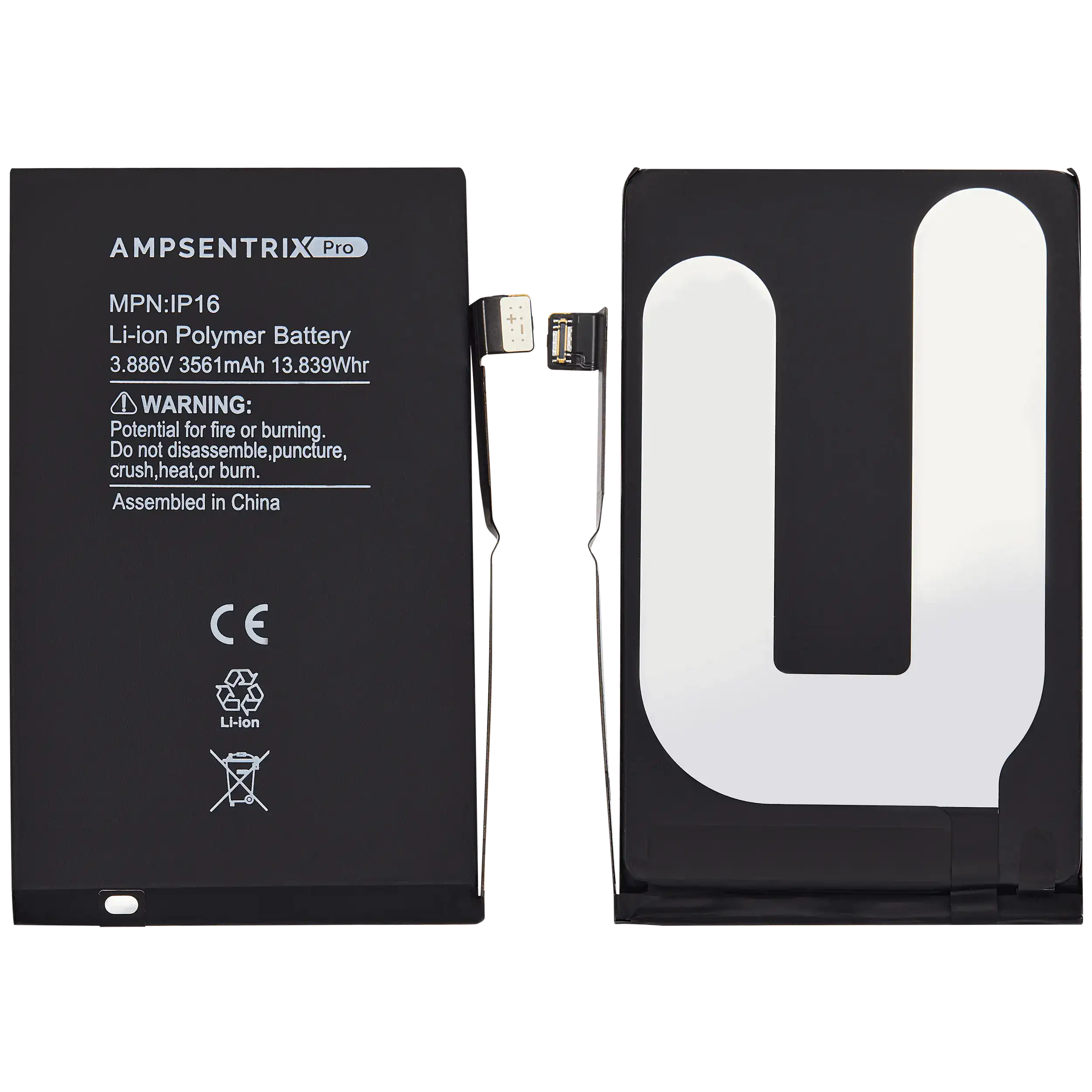 Replacement battery for iPhone 16 (AmpSentrix Pro)