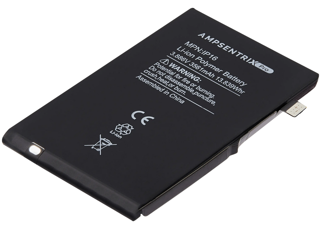 Replacement battery for iPhone 16 (AmpSentrix Pro)