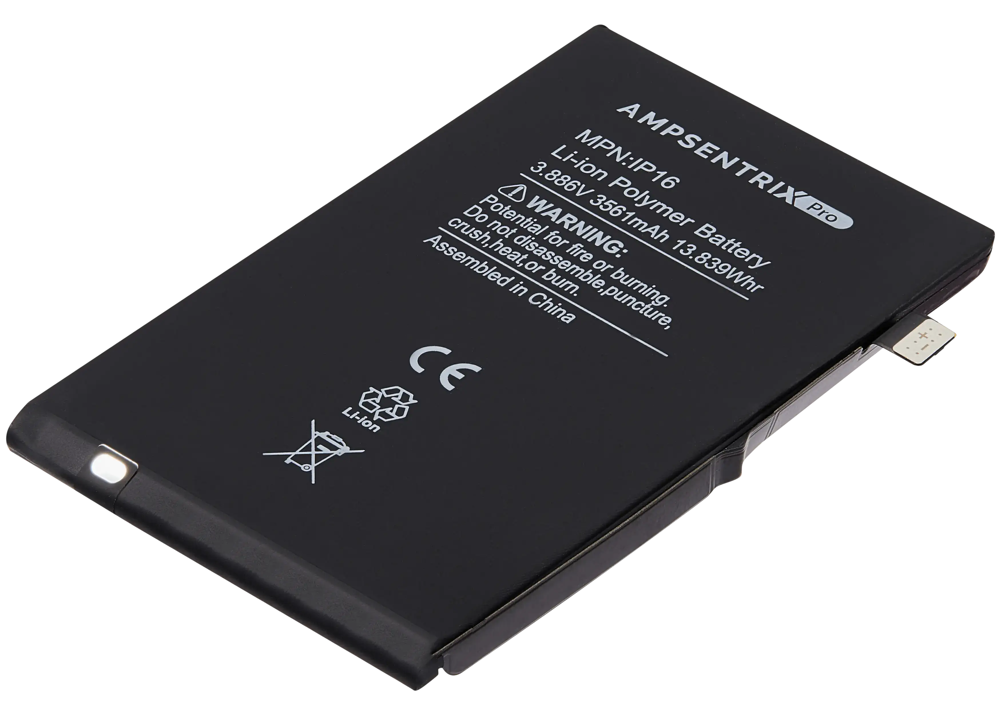 Replacement battery for iPhone 16 (AmpSentrix Pro)