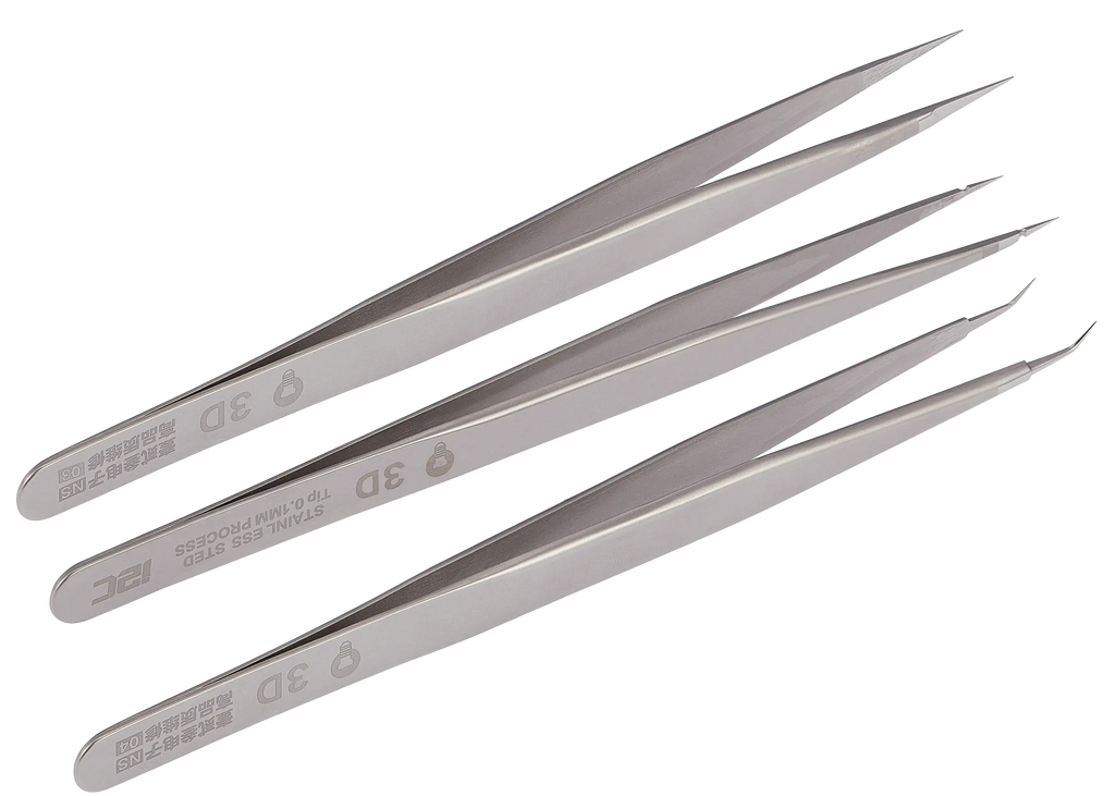 NS02 / NS03 / NS04 Super Hard Alloy 3D-Pinzetten-Set (3-teilig) (I2C)