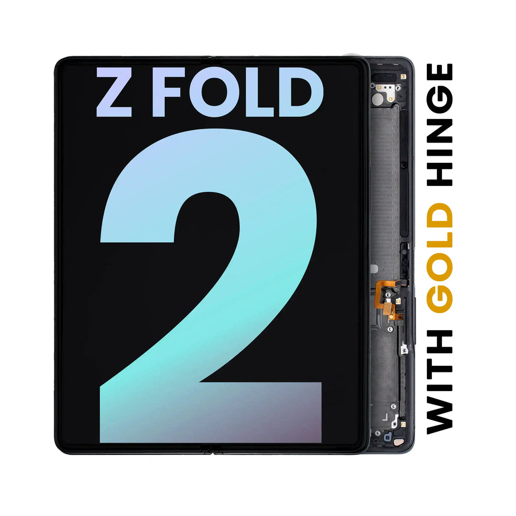 Inner OLED-Display mit Rahmen für Samsung Galaxy Z Fold 2 5G (Service Pack) (US & International) (Mystic Black mit Gold Hinge)