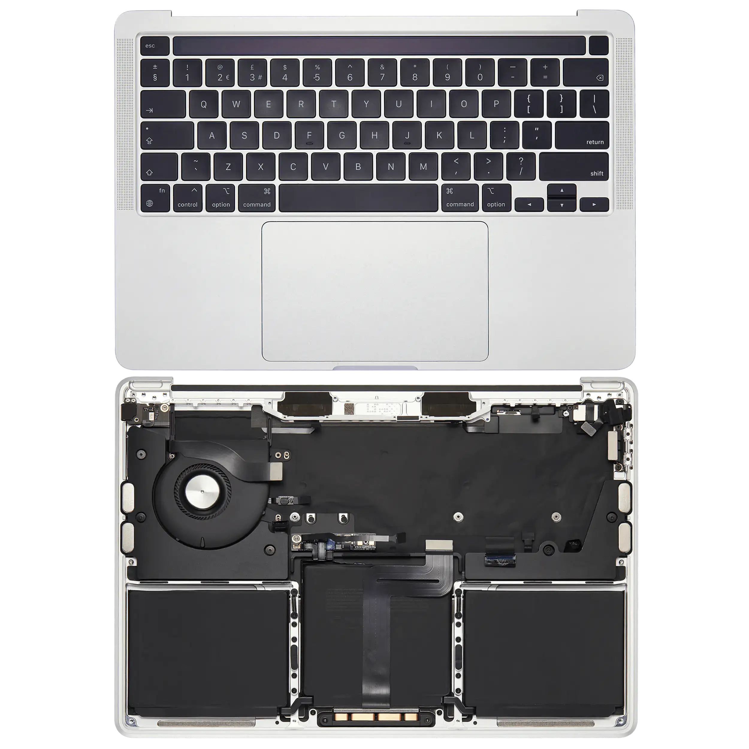 Top Case mit Akku und Tastatur für MacBook Pro 13 A2338 Silber (US-Tastatur)