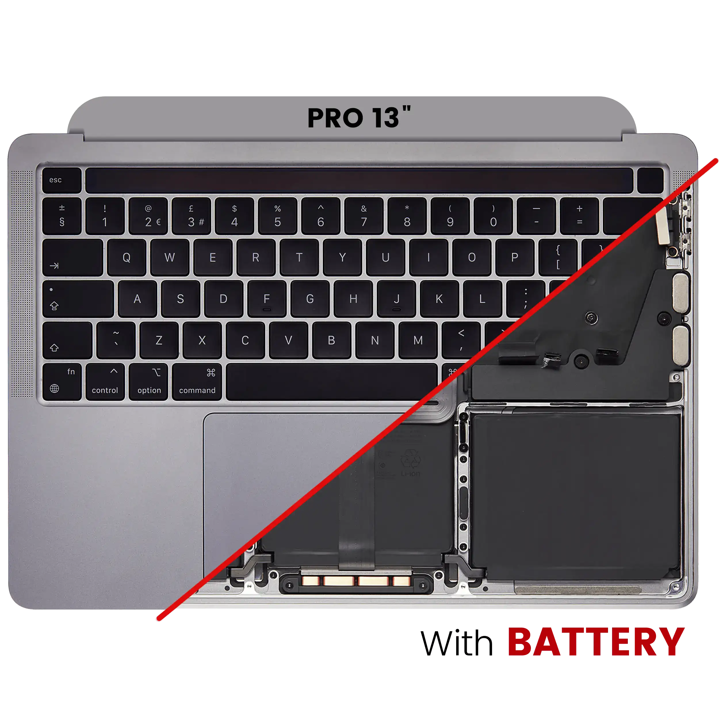 Topcase with Battery and Keyboard for MacBook Pro 13" A2338 (2020) - Space Gray - US Keyboard