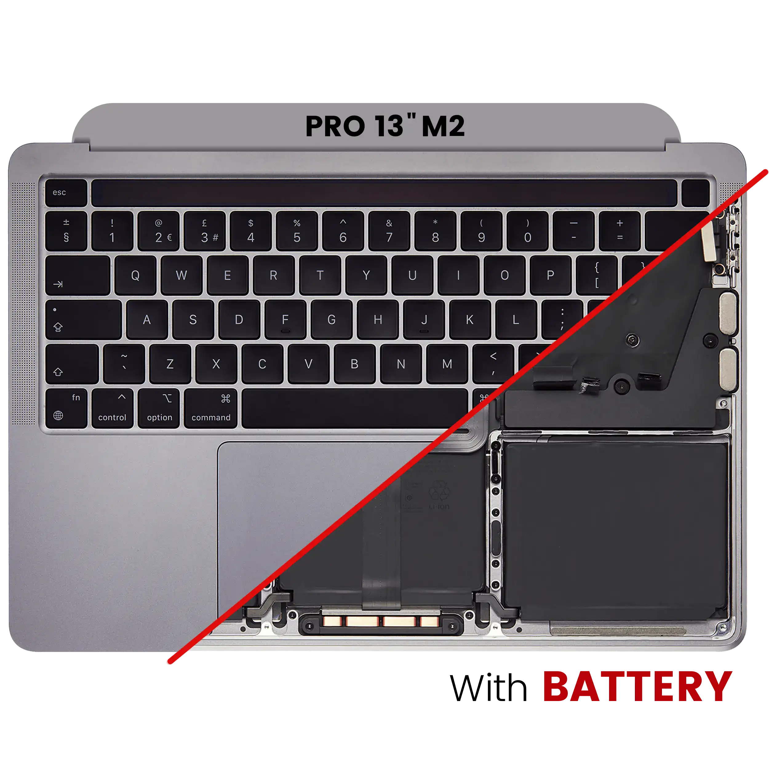 Topcase mit Akku & US-Tastatur für MacBook Pro 13 A2338 (2020) Spacegrau