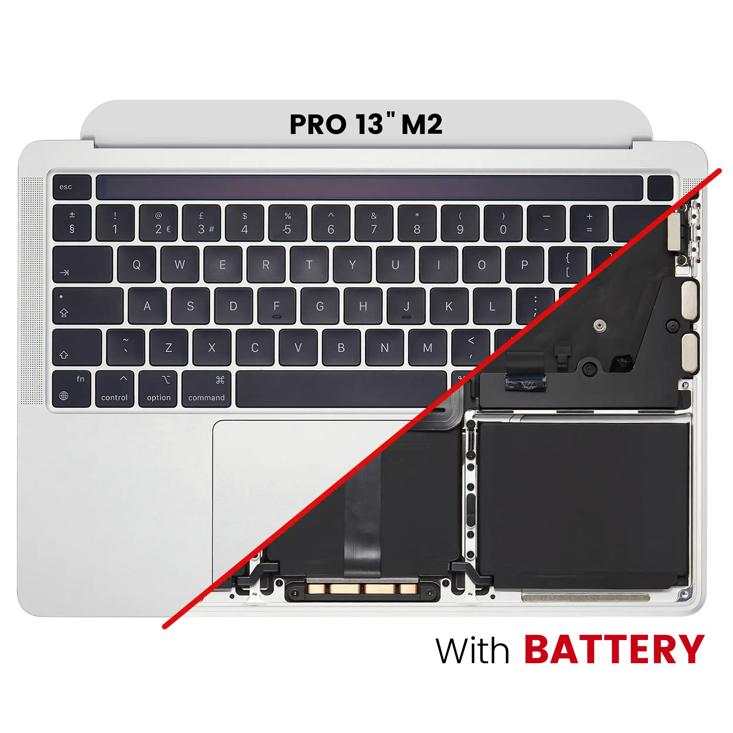 Topcase mit Akku und Tastatur für MacBook Pro 13 A2338 - Silber - US-Tastatur