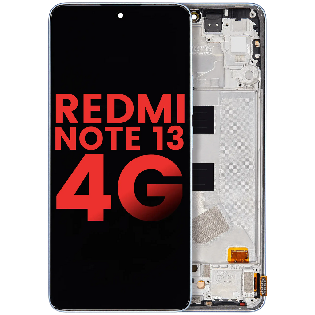 OLED-Display mit Rahmen für Xiaomi Redmi Note 13 4G Aftermarket Plus Iceblue