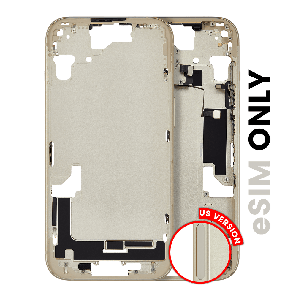 Midframe/Frame with Small Parts for iPhone 15 (US Version) (Used OEM Pull, Grade A) (Yellow)