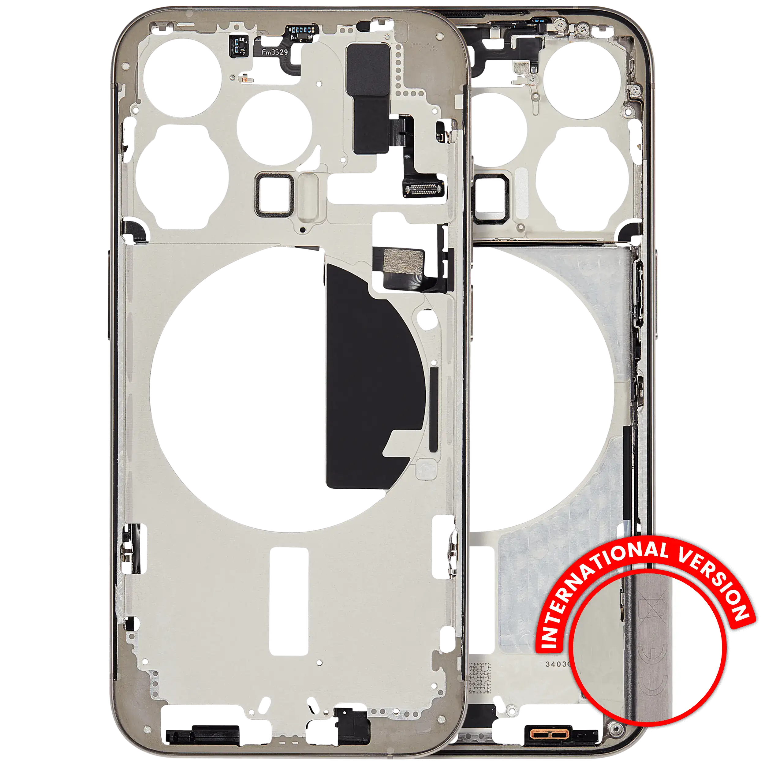 Midframe/Frame with Small Parts for iPhone 15 Pro (EU / Global Version) – Natural Titanium, Quality B (used)