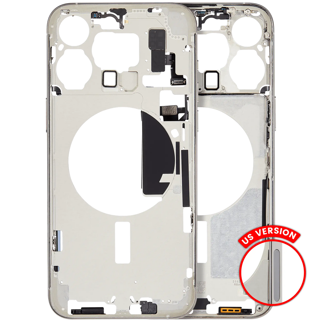 Midframe/Frame with Small Parts for iPhone 15 Pro Max (US Version) (Aftermarket Plus) (White Titanium)