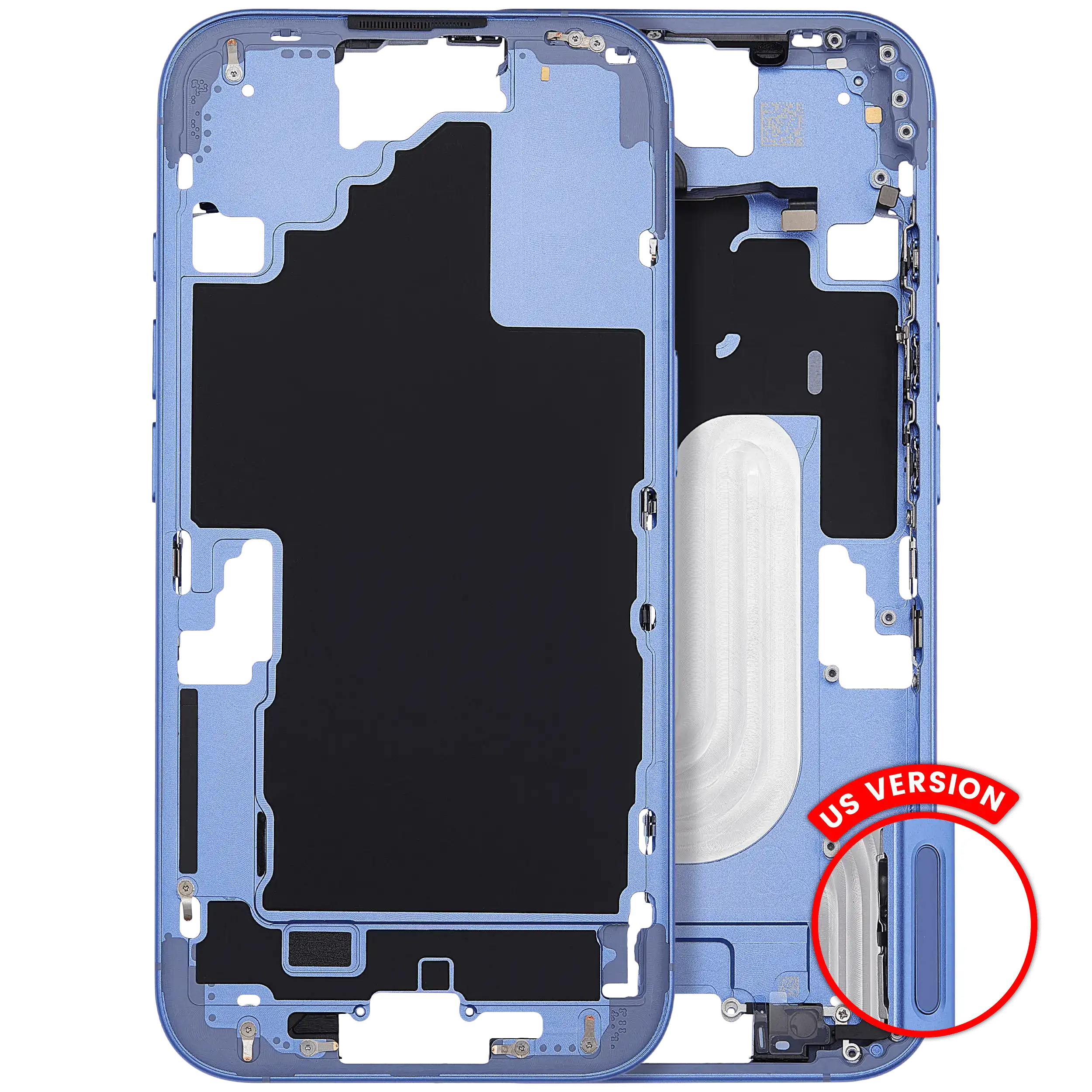 Midframe/Rahmen mit Power And Volume Button für iPhone 16 (US-Version) (Aftermarket Plus) (Ultramarine)