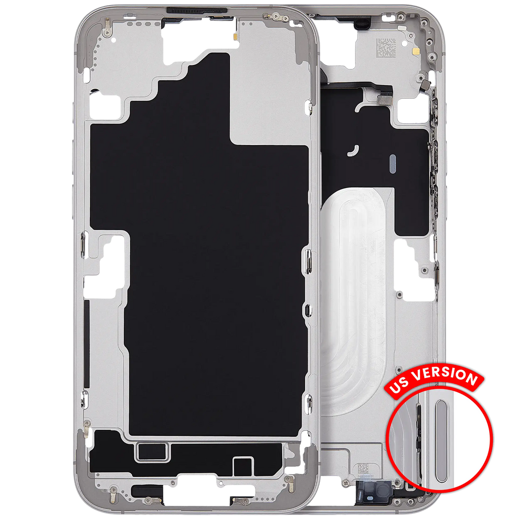 Midframe/Rahmen mit Power And Volume Button für iPhone 16 Plus (US-Version) (Aftermarket Plus) (Weiß)