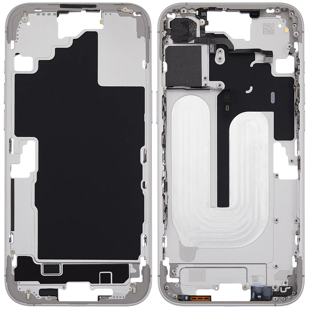 Midframe/Rahmen mit Power And Volume Button für iPhone 16 Plus (US-Version) (Aftermarket Plus) (Weiß)